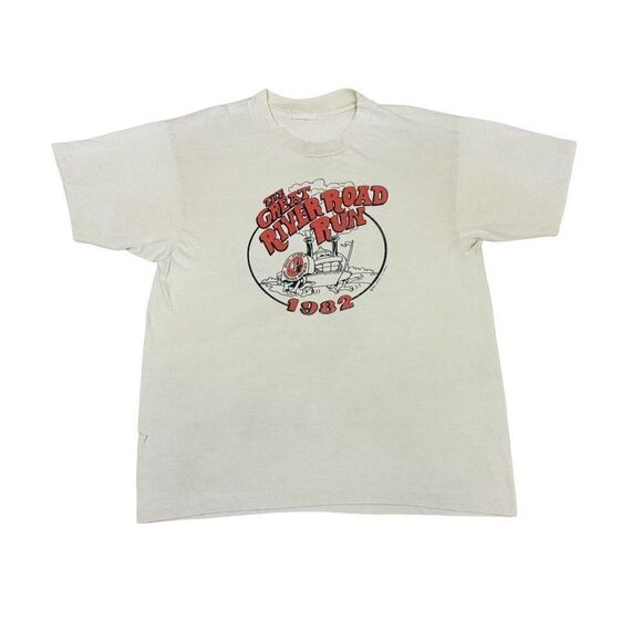 Vintage 1982 Great River Road Run Shirt Tan Race Alton Illinois Single Stitch - Picture 1 of 12